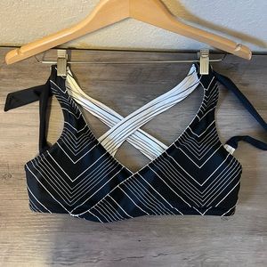 Reversible Athleta bikini in black and white stripe